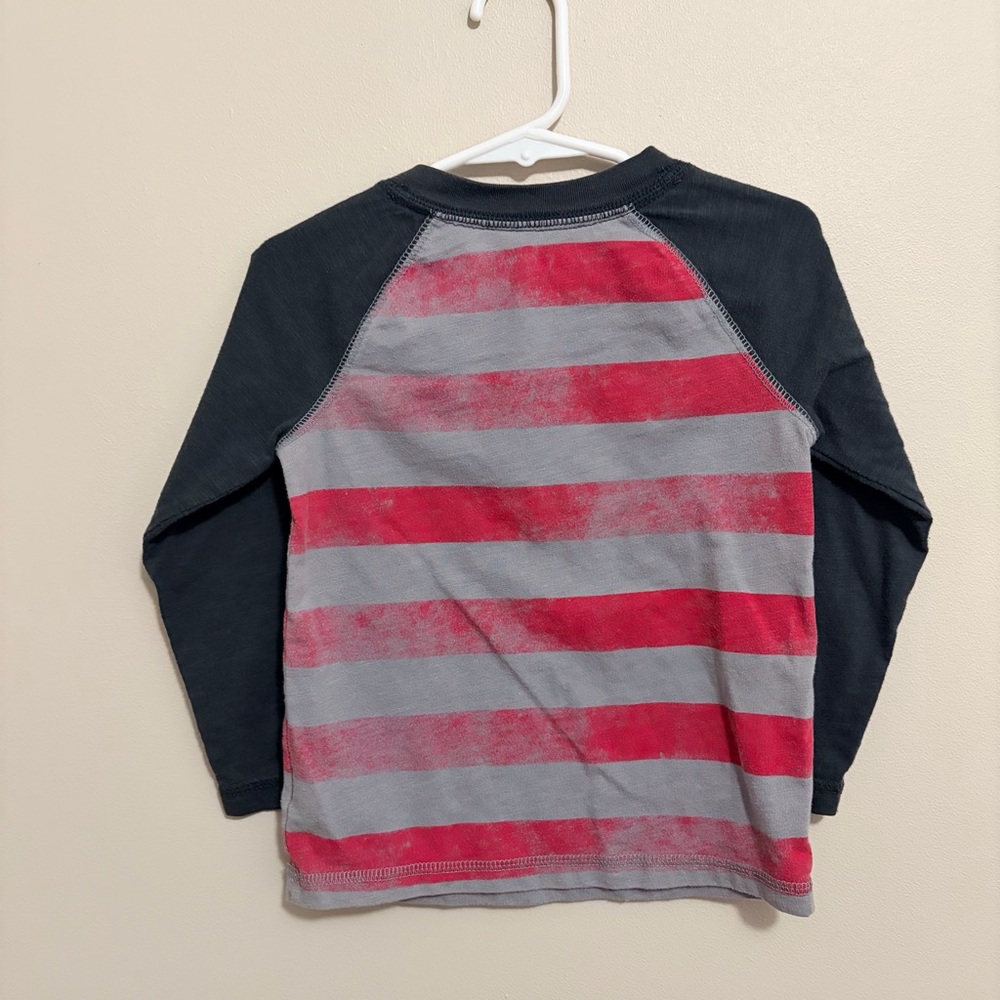 Cat & Jack Red and Gray Striped Long Sleeve Tee - Picture 5 of 6